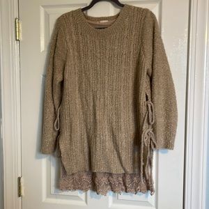 Sweater with lace and tie details